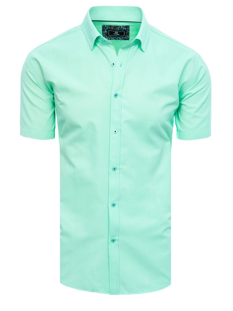 E-shop Módna mentolová jednofarebná košeľa s krátkym rukávom
