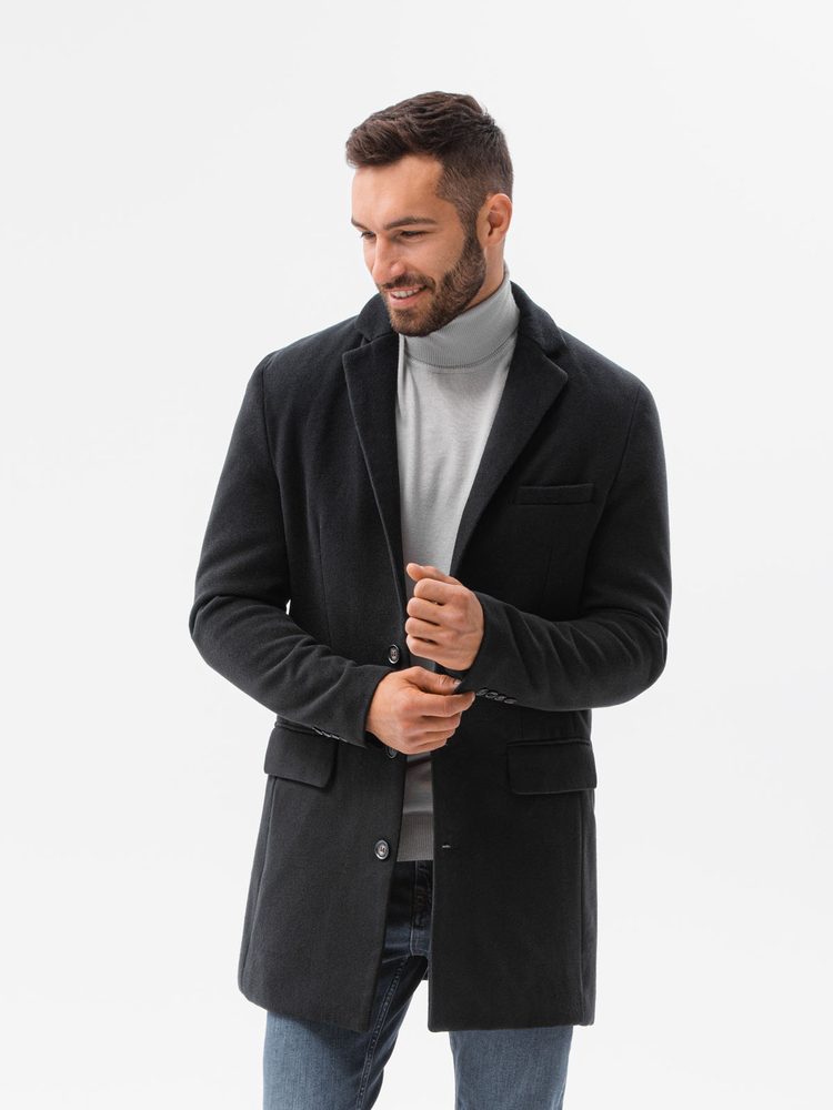 Pánsky elegantný kabát čierny