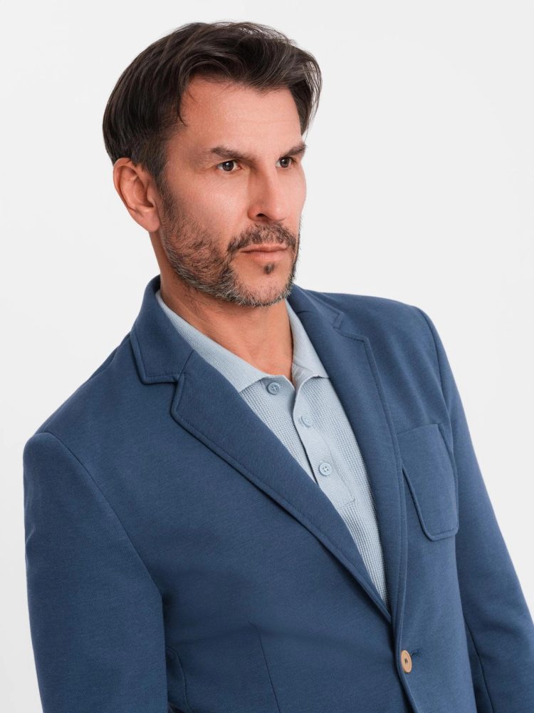 Trendy sako pre pánov slim fit tmavomodré