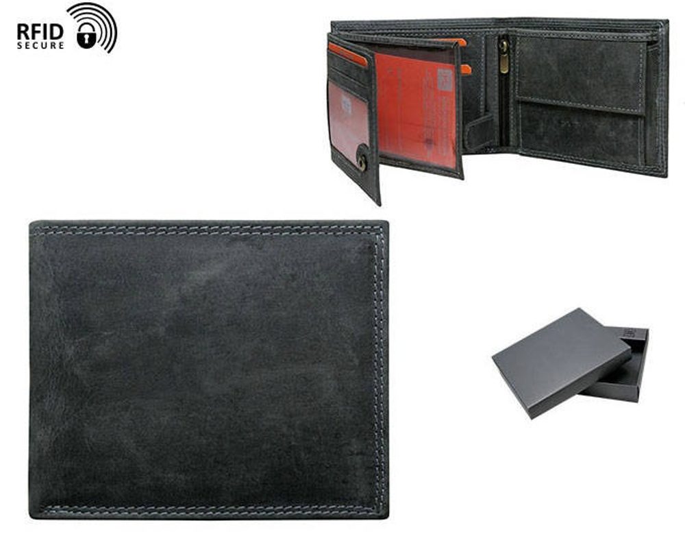 E-shop Kožená peňaženka v čiernej farbe RFID