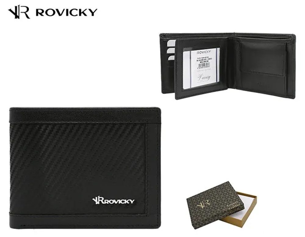 E-shop Štýlová pánska čierna peňaženka Rovicky