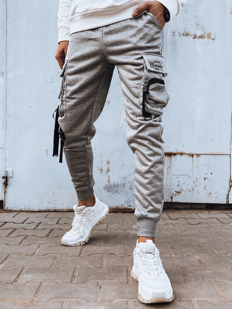 Trendy jogger kapsáčové nohavice pre pánov šedé