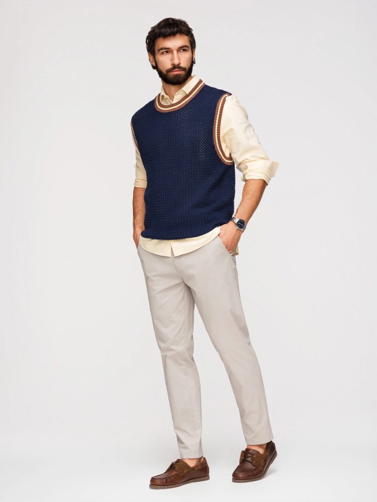 Elegantné pánske chinos nohavice béžové