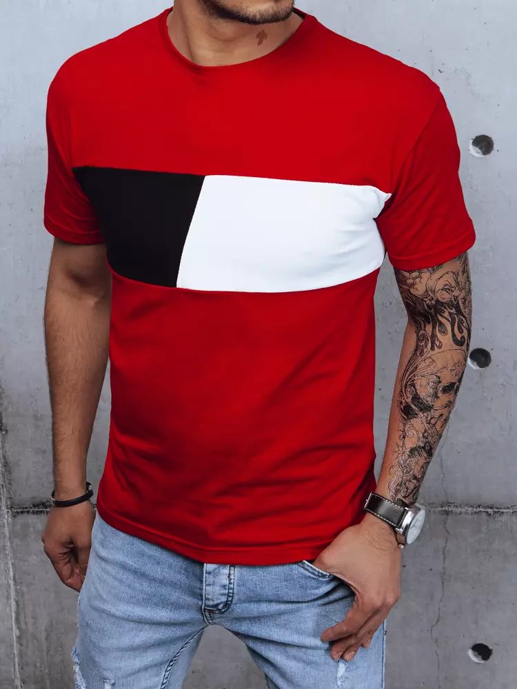 Bavlnené tričko s krátkym rukávom pre pánov červené