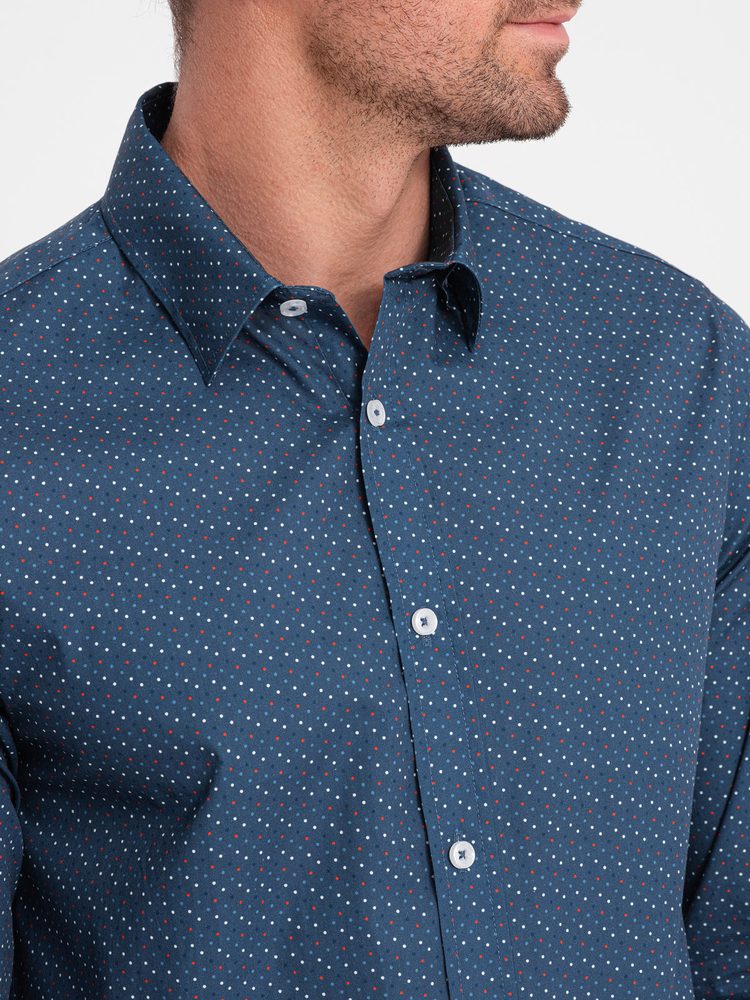 Jedinečná pánska košeľa so vzorom modrá