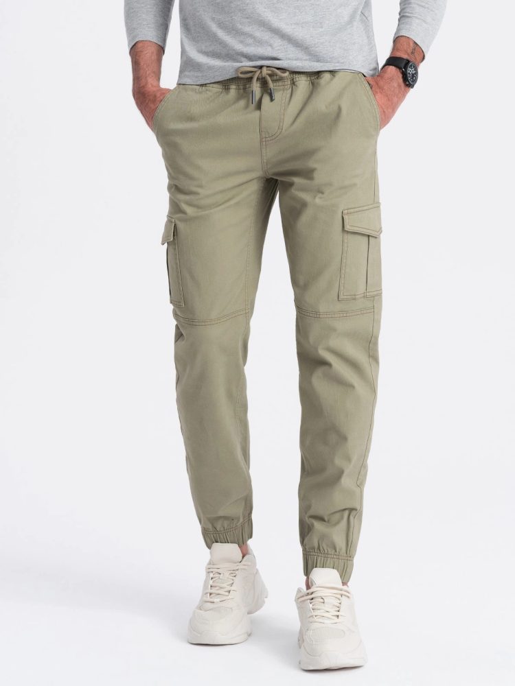 Trendy jogger kapsáčové nohavice pre pánov khaki
