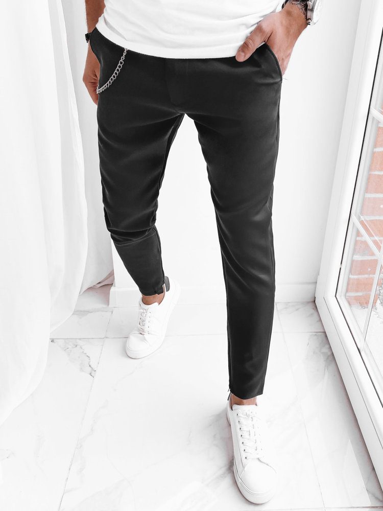 Štýlové ležérne pánske chinos nohavice čierne