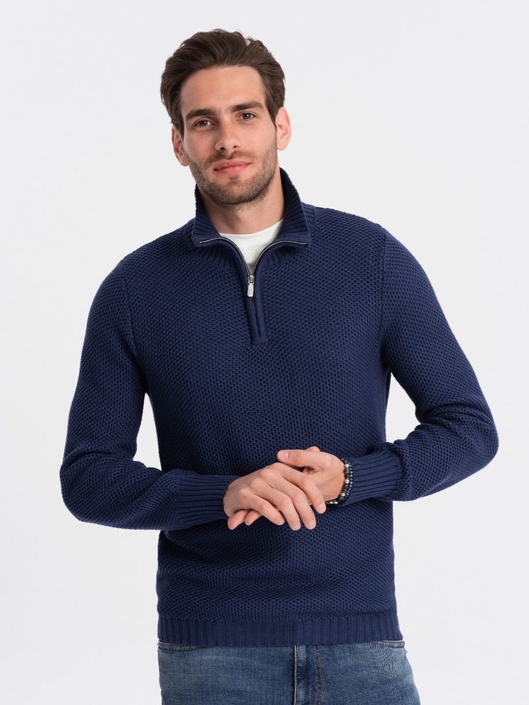 E-shop Elegantný pánsky sveter v granátovej farbe V7 SWZS-0105