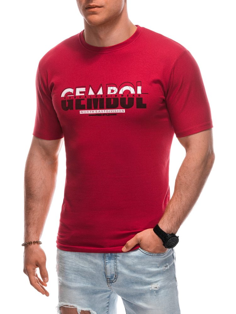 Pohodlné tričko s krátkym rukávom -muži- červené