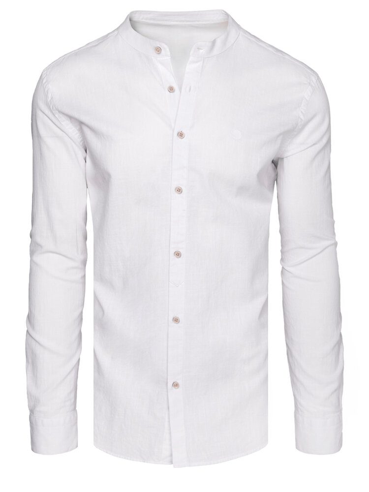 Módna košeľa pre pánov so stojačikom - biela