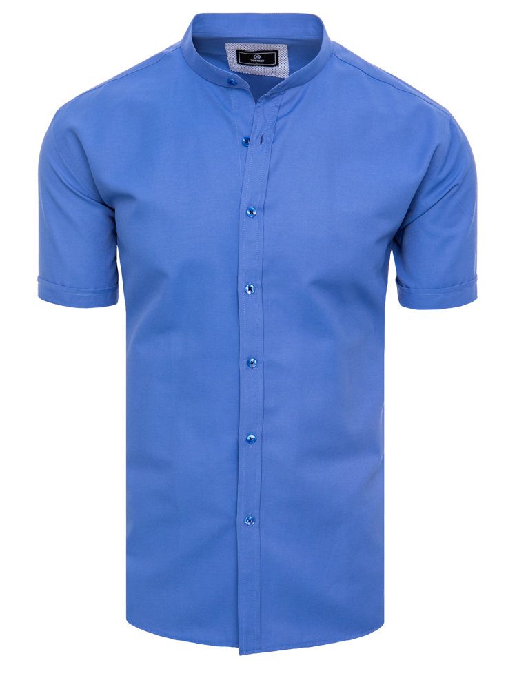 Krátka košeľa jednofarebná pre pánov modrá