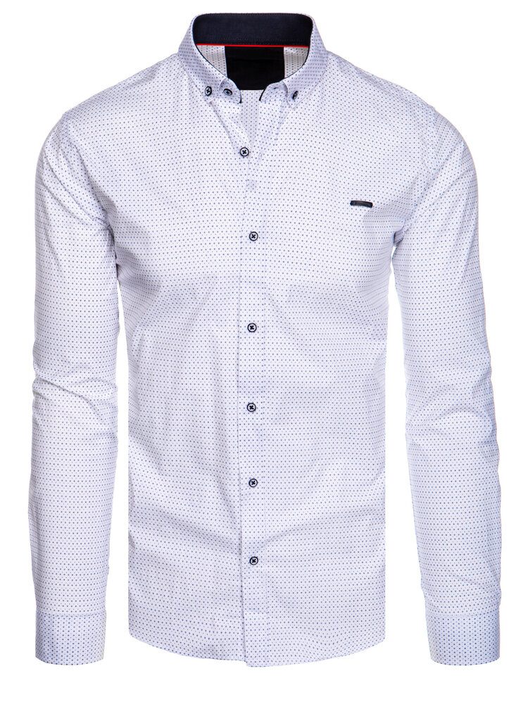 Pánska trendy košeľa so vzorom - biela