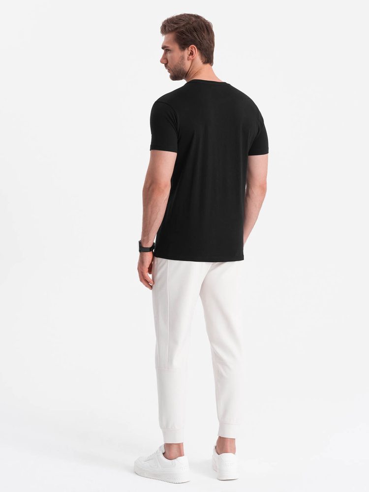 Bavlnené tričko s krátkym rukávom čierne- pre mužov