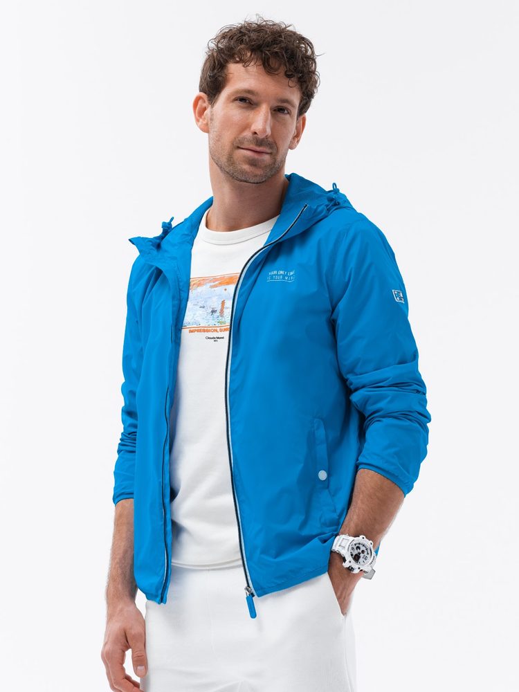 Prechodná bunda s kontrastnými prvkami modrá-muži