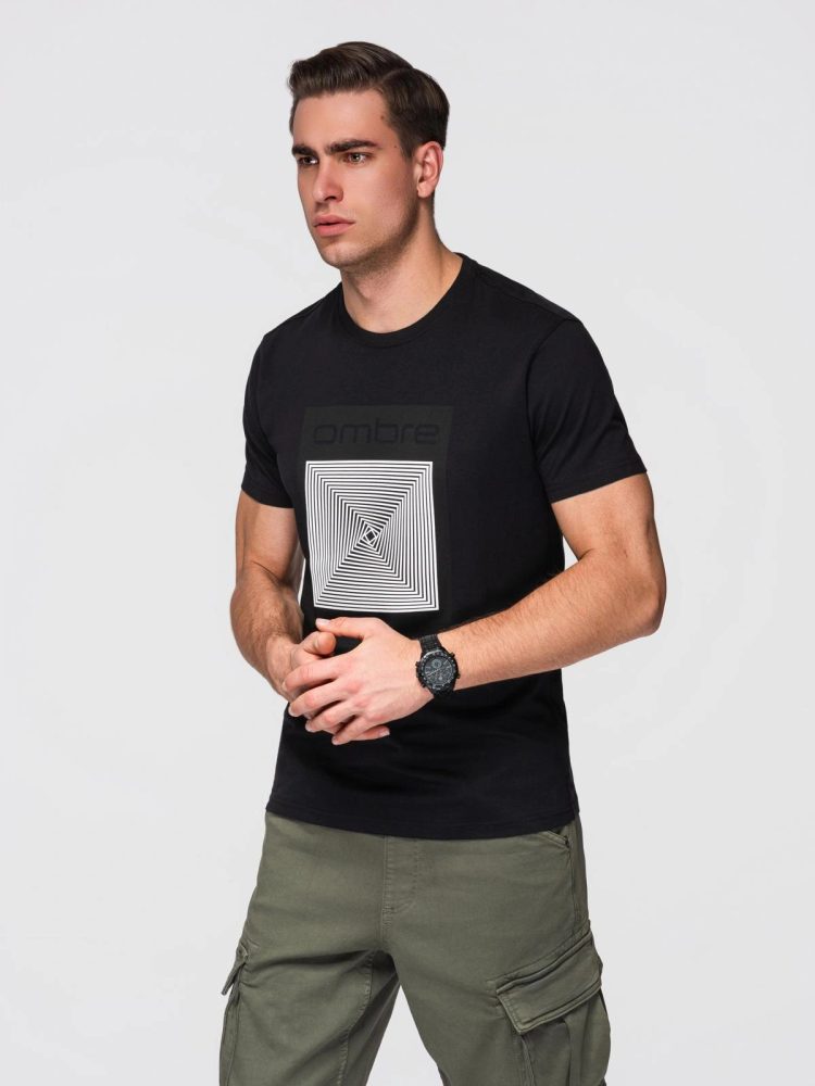 Trendy pánske tričko s krátkym rukávom- čierne