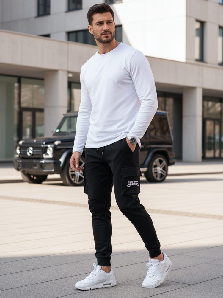 Trendy jogger kapsáčové nohavice pre pánov čierne