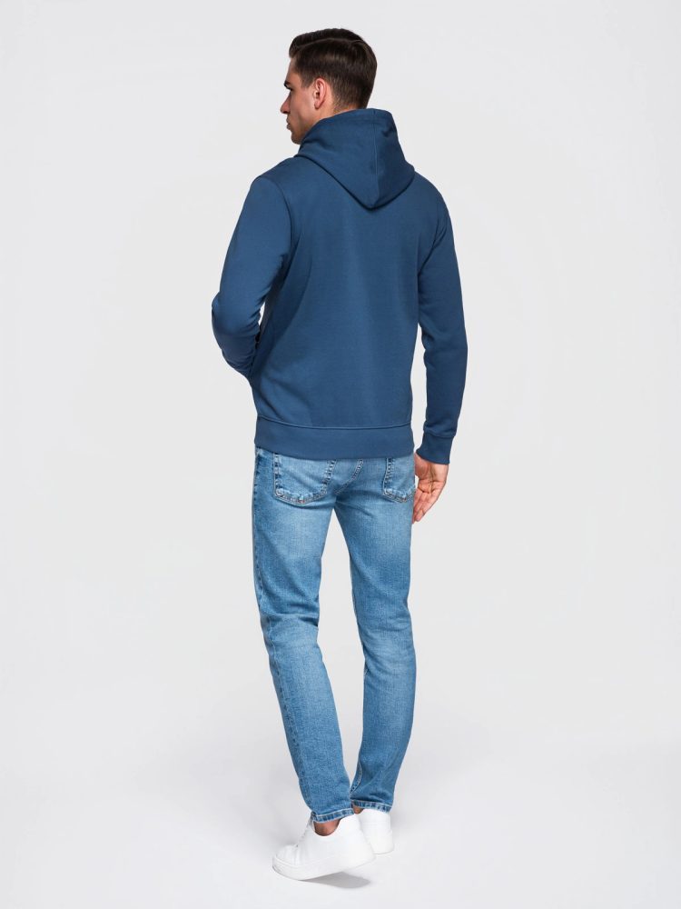Pánska mikina s kapucňou na zips- tmavomodrá