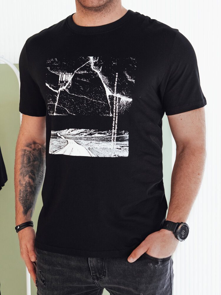 E-shop Čierne pánske tričko s módnou potlačou