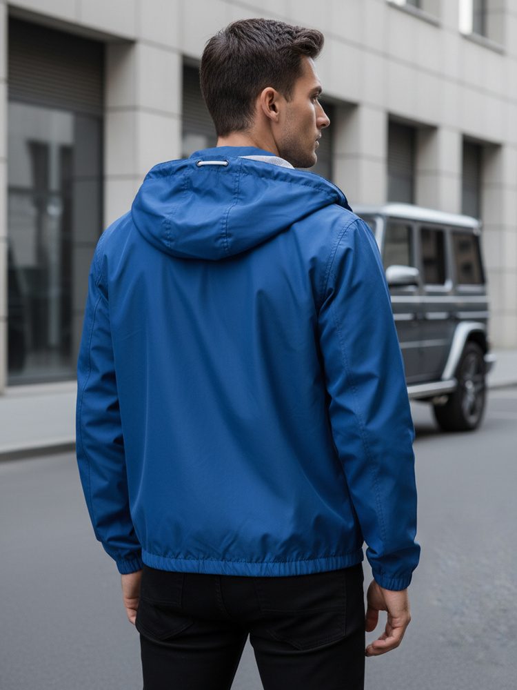 Trendy bunda s kapucňou pre pánov modrá
