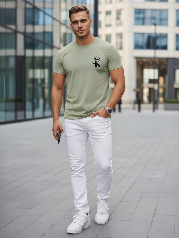 Tričko s krátkym rukávom pre pánov s trendy potlačou zelené