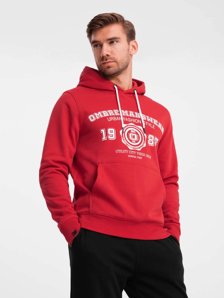 E-shop Mikina s kapucňou pre mužov červená v1 om-ssps-0143