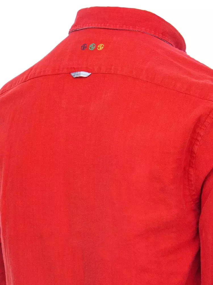 Pánska ležérna košeľa s dlhým rukávom - červená