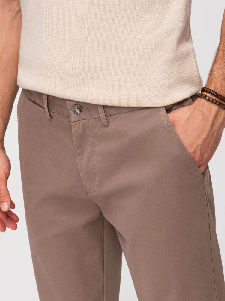 Elegantné pánske chinos nohavice hnedé