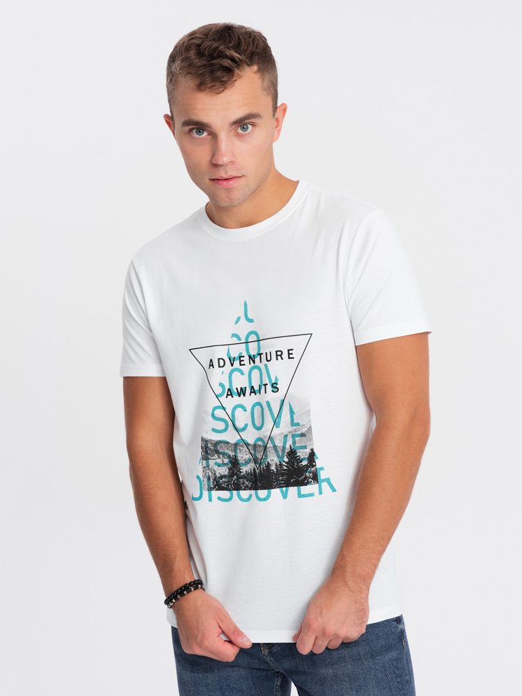 E-shop Jedinečné biele tričko s trendy motívom V1 TSPT-0165