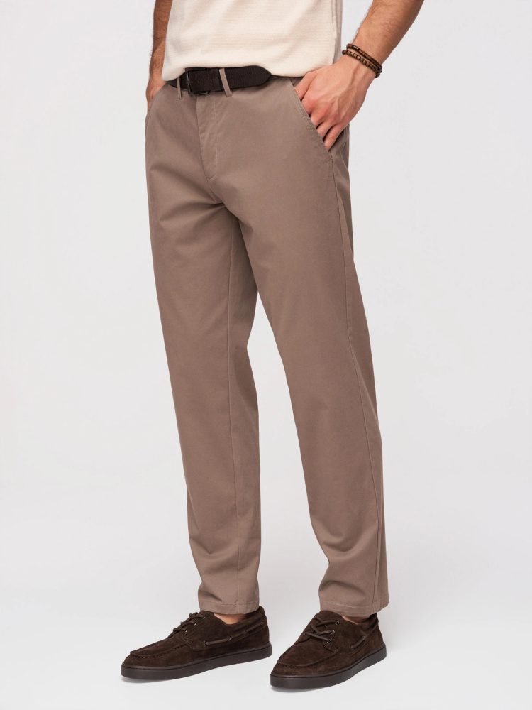 Elegantné pánske chinos nohavice hnedé