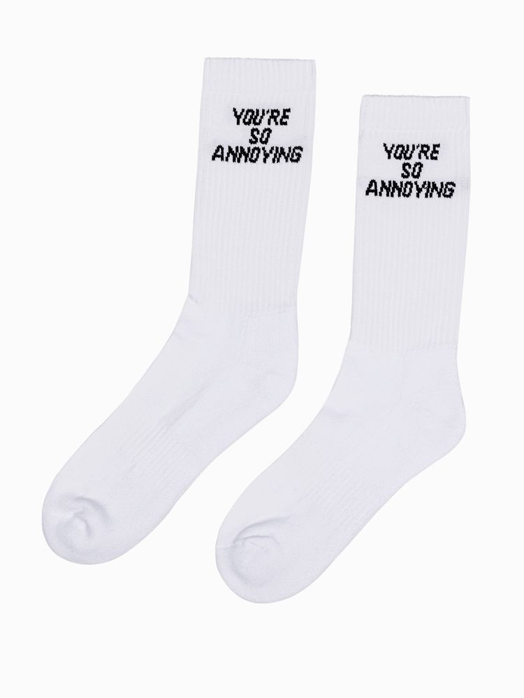 E-shop Biele pánske ponožky s nápisom U152