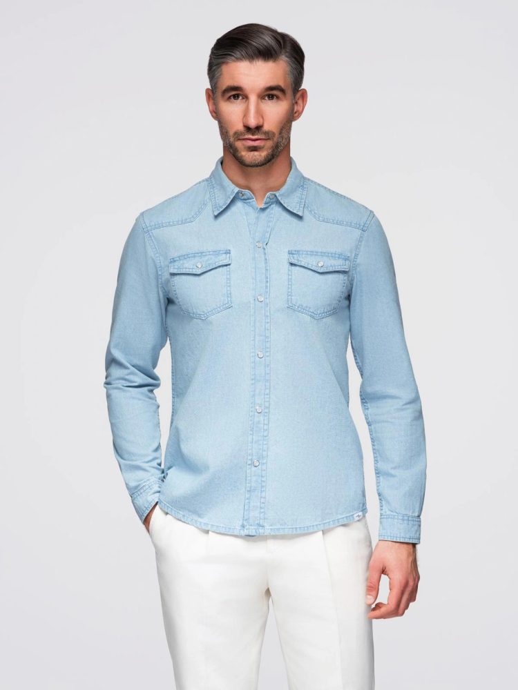 E-shop Svetlá modrá košeľa DENIM V1 SHDS-0210