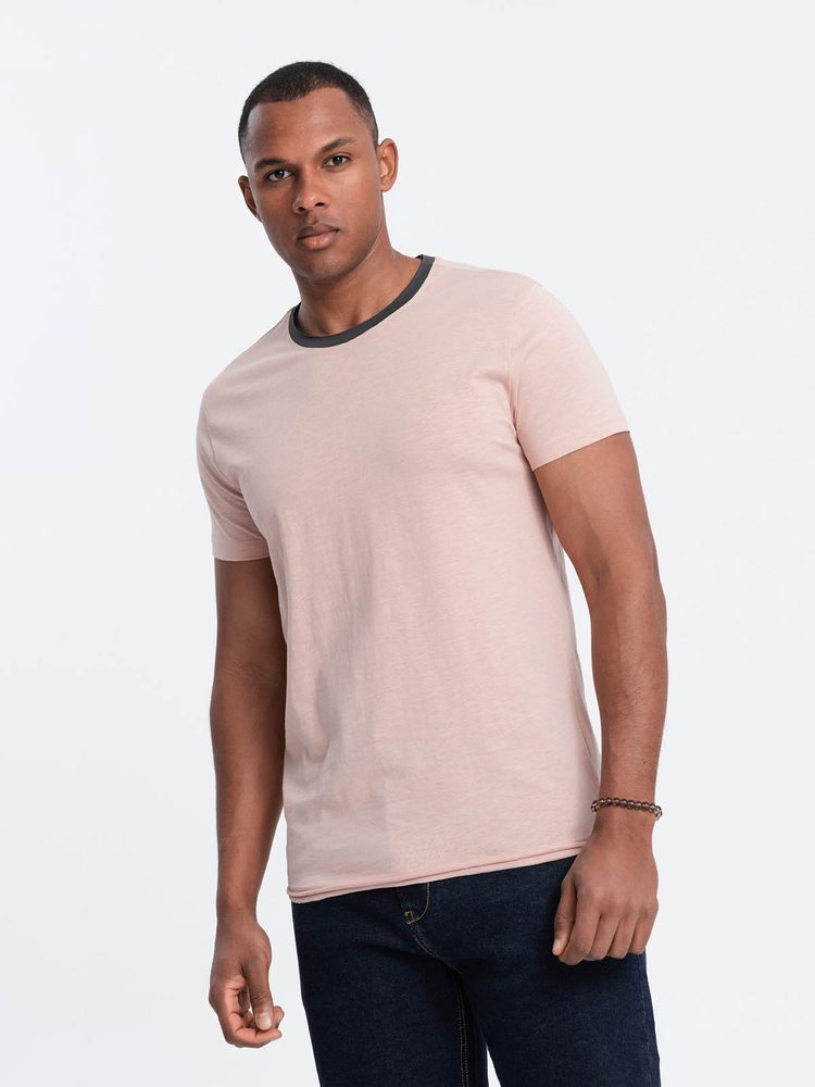 Módne tričko bez potlače pre mužov ružové