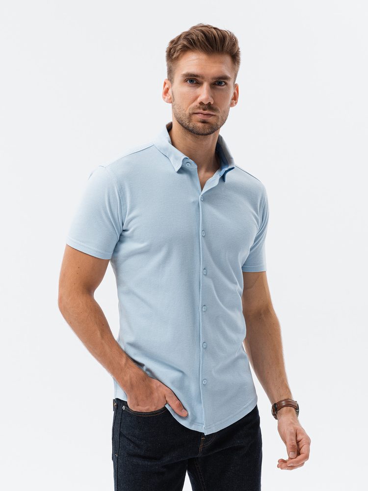 Pánska košeľa s krátkym rukávom-modrá