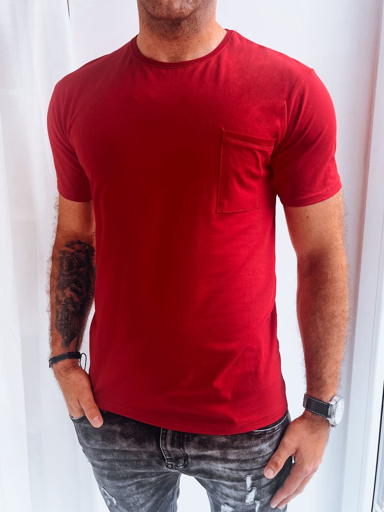 E-shop Pohodlné červené tričko s náprsným vreckom