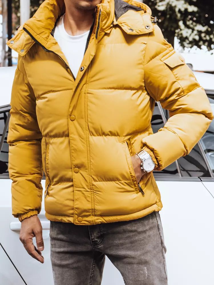 Prešívaná zimná bunda pre mužov žltá
