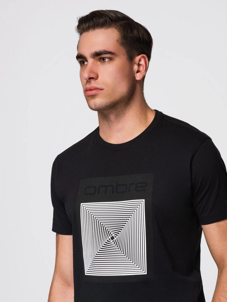 Trendy pánske tričko s krátkym rukávom- čierne