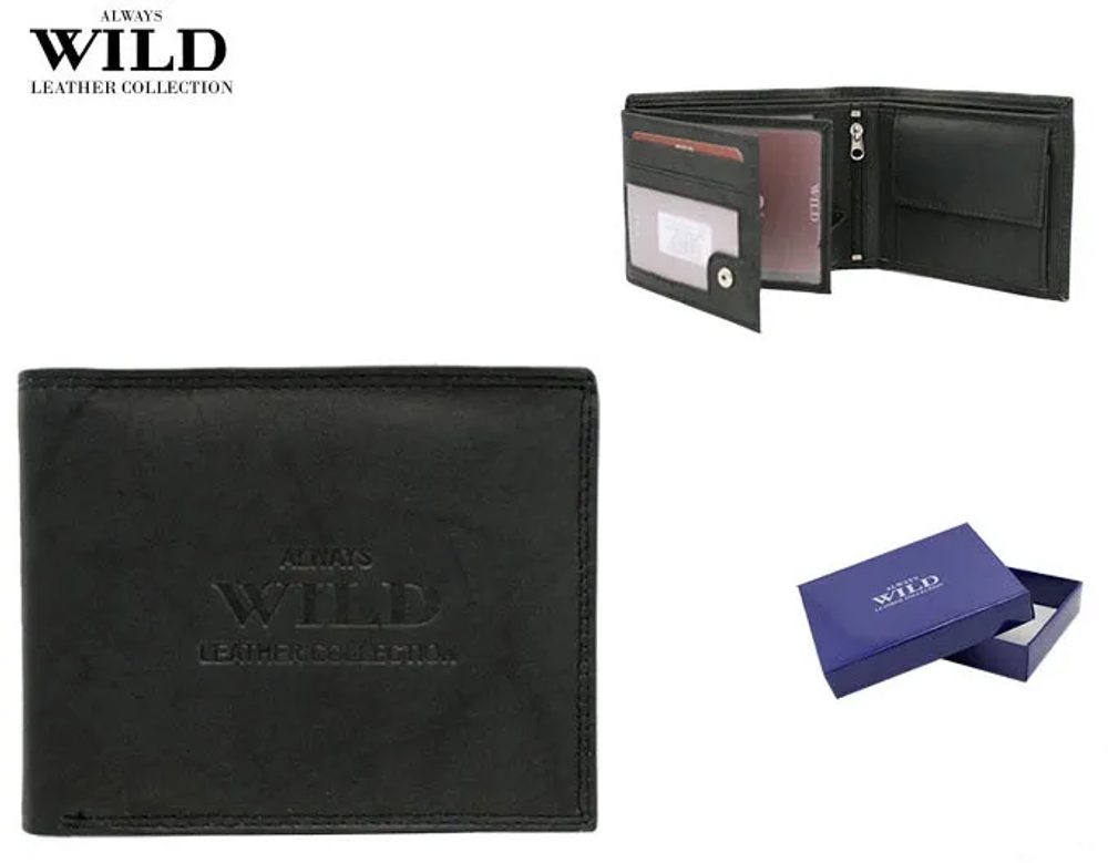 E-shop Kožená čierna peňaženka Always Wild