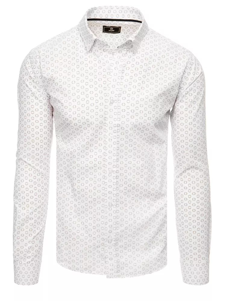 E-shop Bavlnená biela košeľa s hnedým vzorom