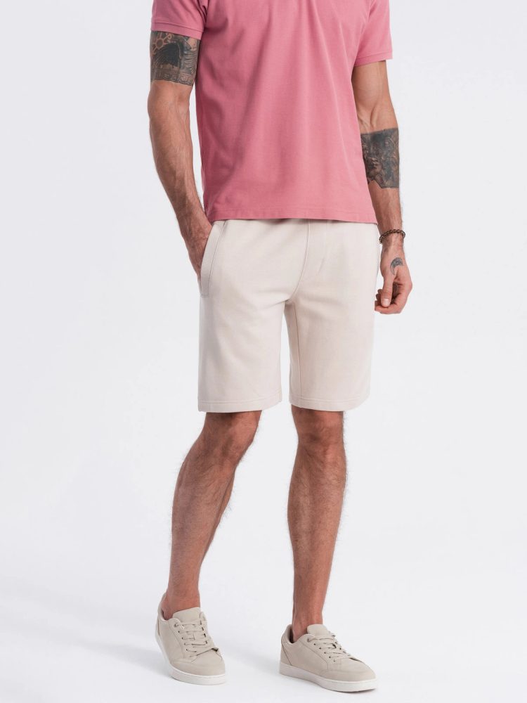 E-shop Béžové teplákové kraťasy V1 SRSK-0139