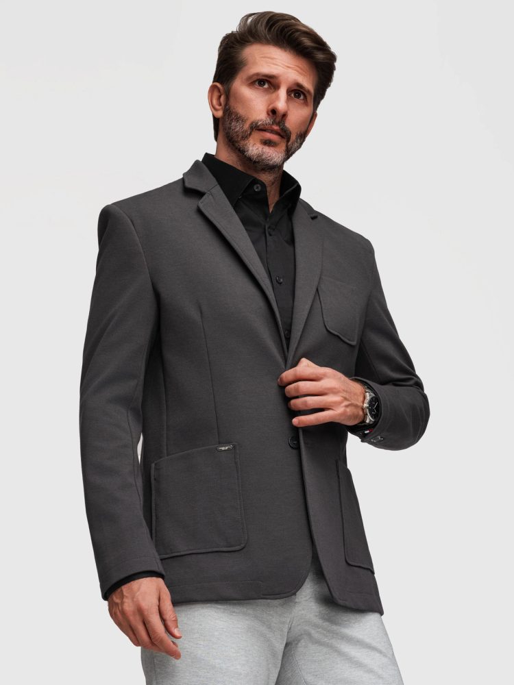 Športové sako slim fit grafitové