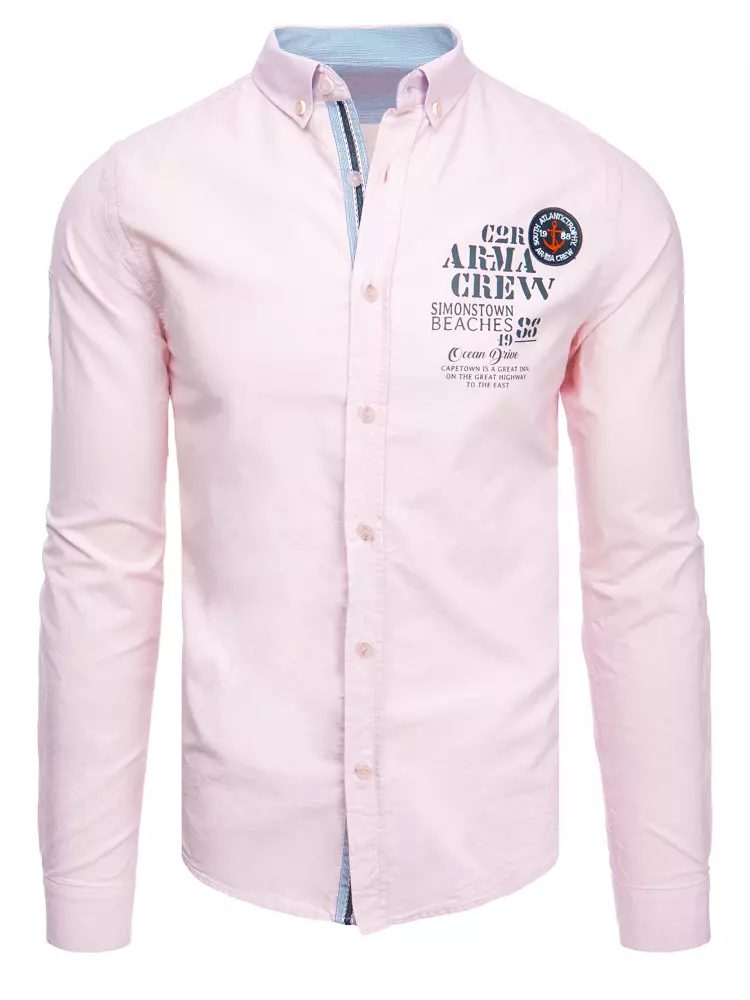 E-shop Originálna svetlo ružová košeľa s potlačou