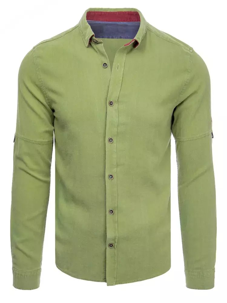 E-shop Olivová bavlnená košeľa v ležérnom štýle