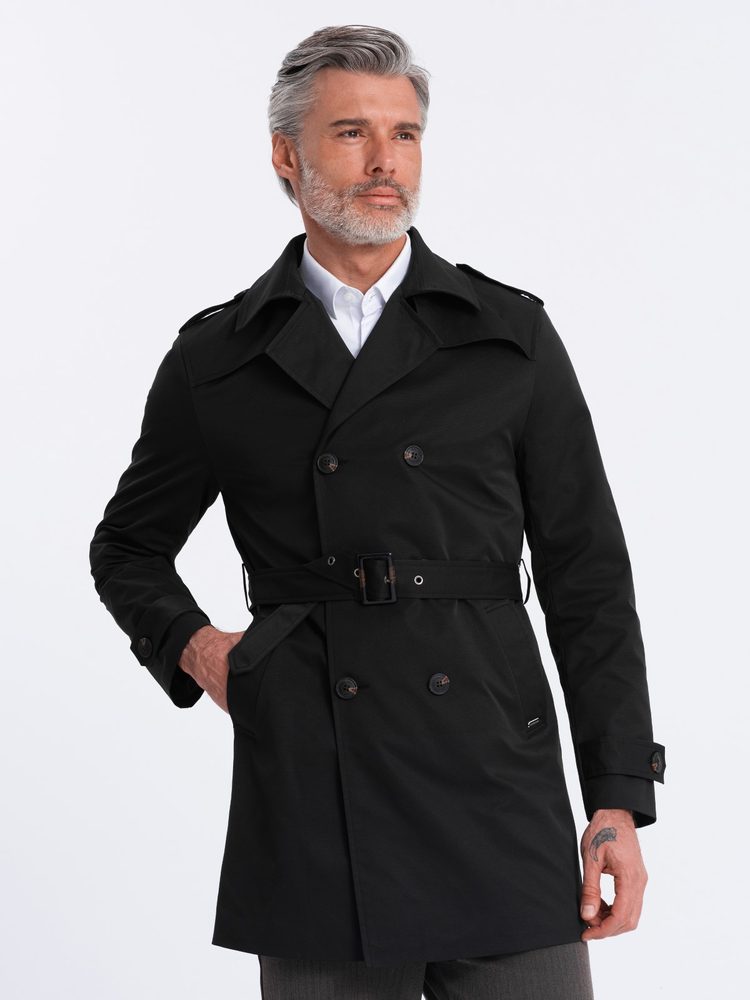 Prechodný kabát pre pánov čierny