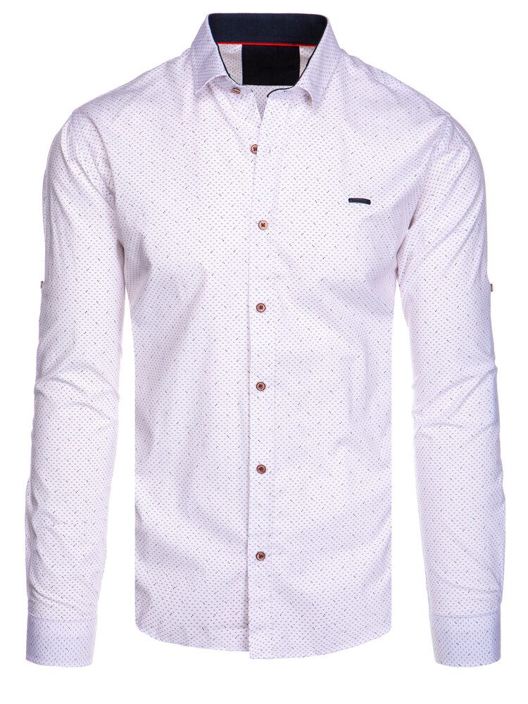 E-shop Módna vzorovaná slim fit košeľa v bielej farbe