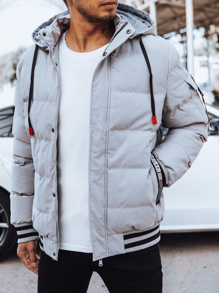 Trendy zimná bunda s kapucňou šedá