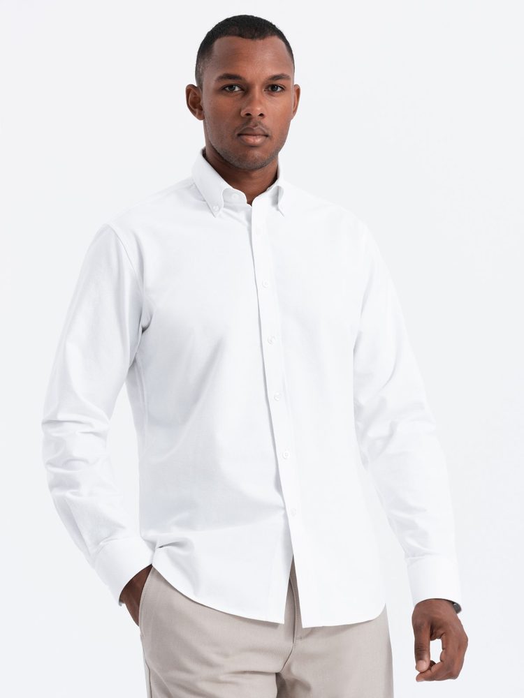 E-shop Elegantná biela košeľa oxford V1 OM0114