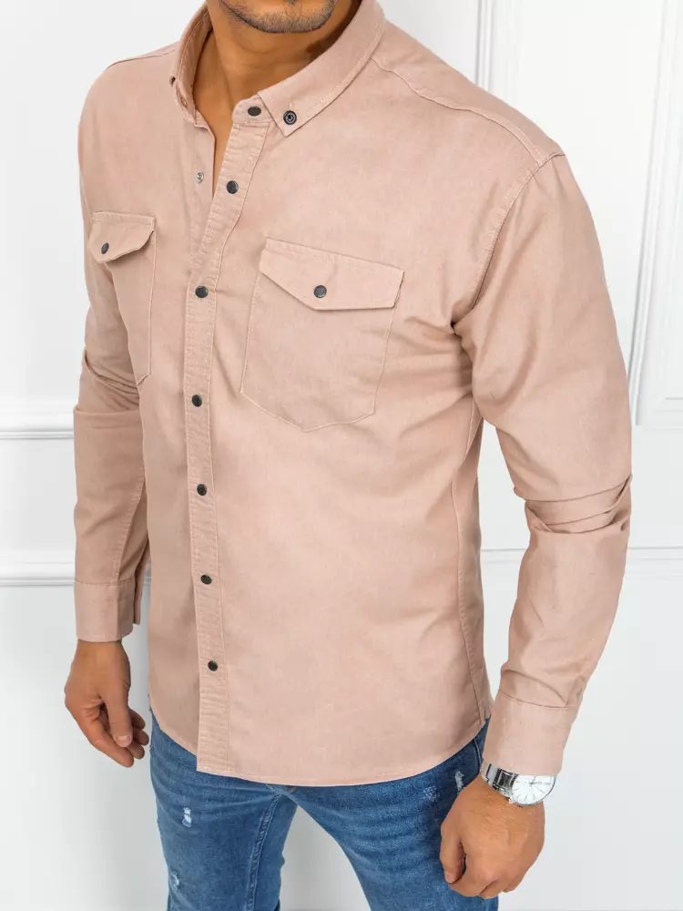 E-shop Džínsová košeľa v svetloružovej farbe