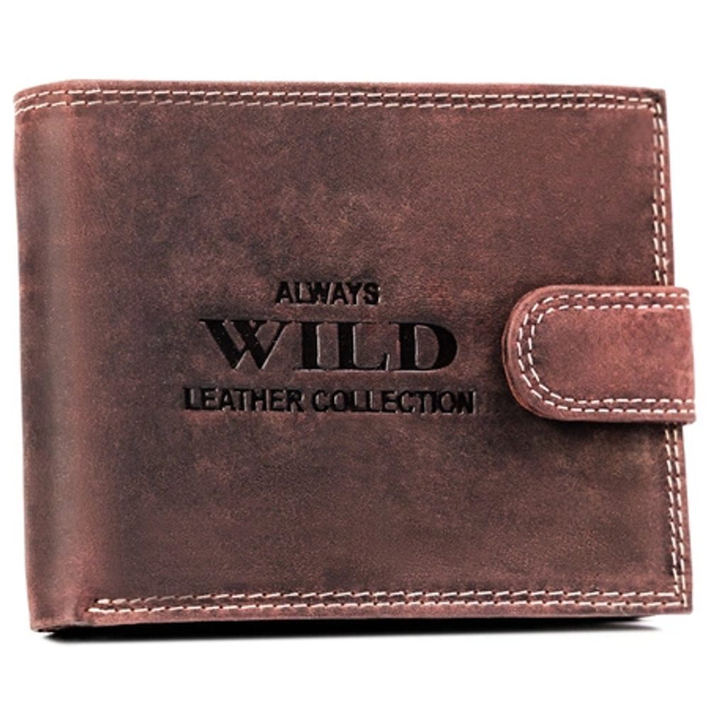 E-shop Kožená pánska peňaženka v tmavohnedej farbe WILD