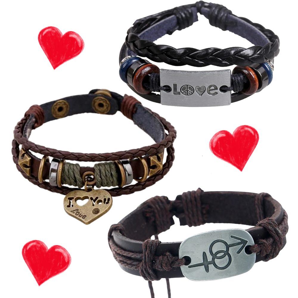 E-shop Set 3 unisex náramkov LOVE
