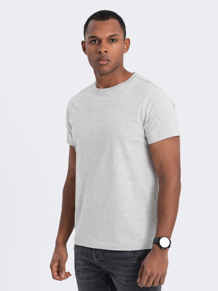 E-shop Bavlnené klasické šedé tričko s krátkym rukávom V3 TSBS-0146
